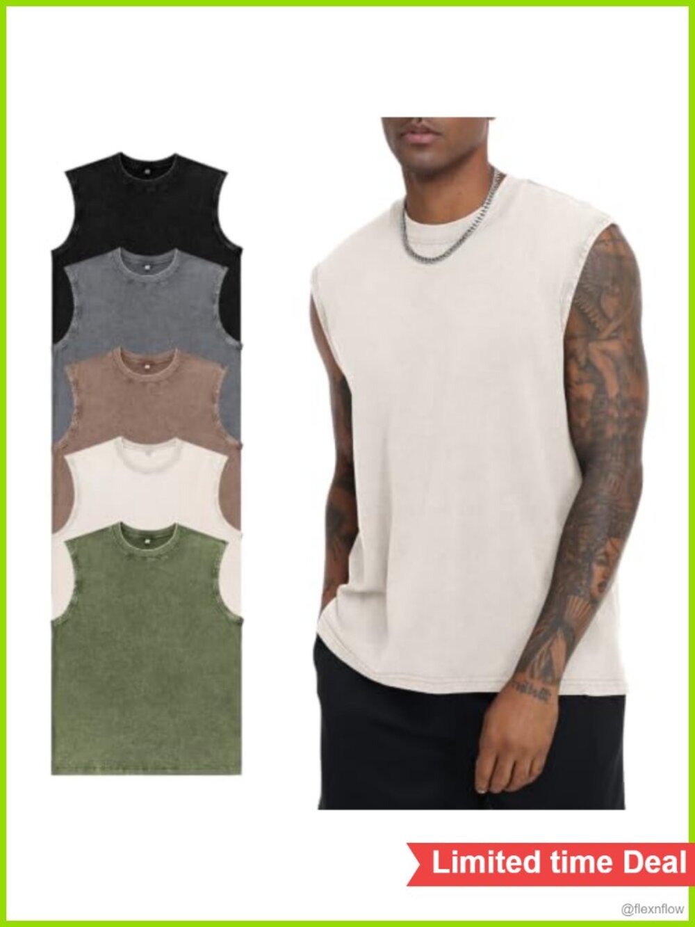 Men's Cotton Tank Tops Loose Fit Muscle Sleeveless Shirts 4 Pack